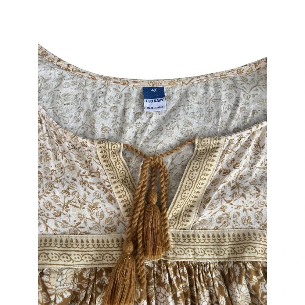 Old Navy‎ Elbow-Length Split-Neck Floral Poet Swing Blouse Plus 4X Boho Peasant